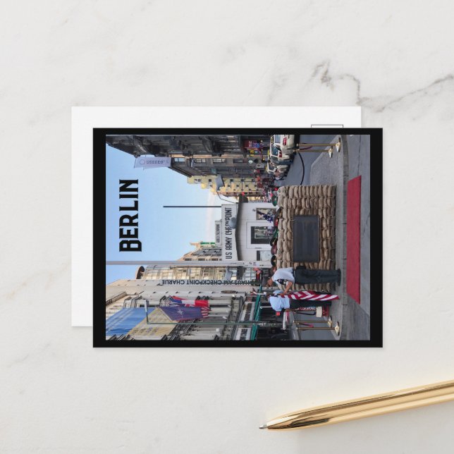 Checkpoint Charlie Berlin | Colour Version Postcard (Front/Back In Situ)