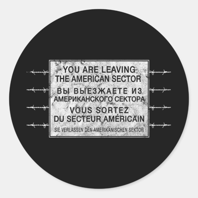 Checkpoint Charlie Cold War Berlin Wall East Germa Classic Round Sticker (Front)
