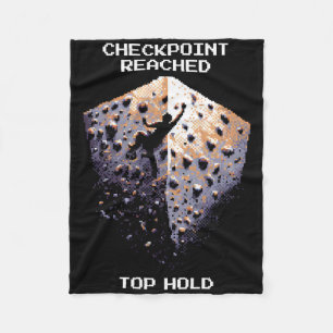 Checkpoint Reached – Top Hold Climbing Pixel Art D Fleece Blanket
