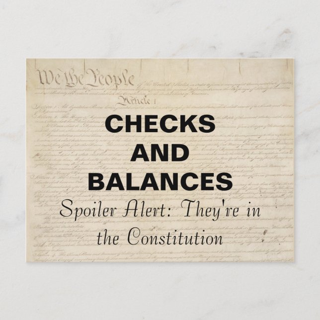 Checks and Balances in the Constitution Resistance Postcard (Front)
