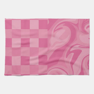 Checks and Swirls - Pink Kitchen Towel