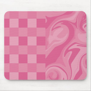 Checks and Swirls - Pink Mouse Pad