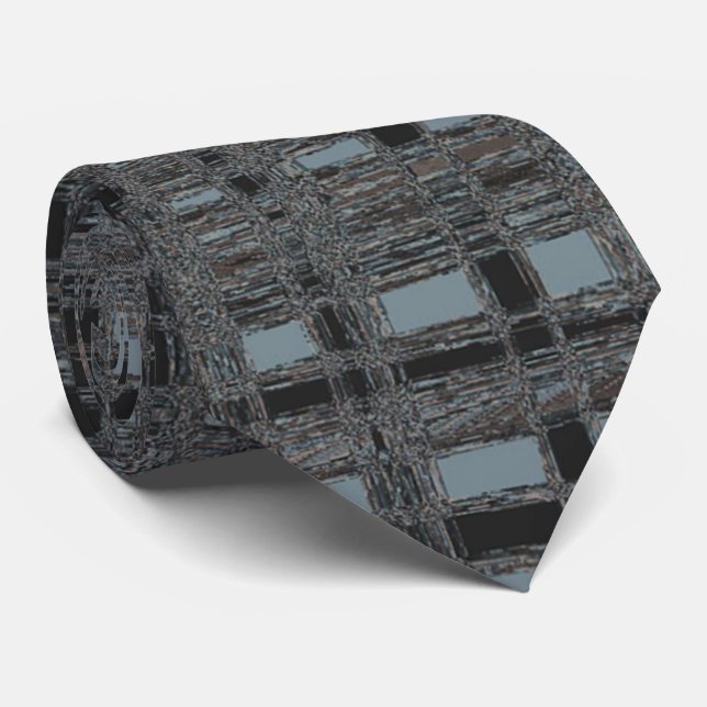 Checks in Black 'n Blue Tie (Rolled)