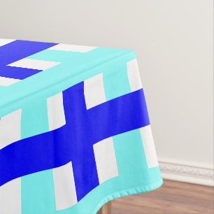 Checks Square Pattern Modern Blue White  Tablecloth