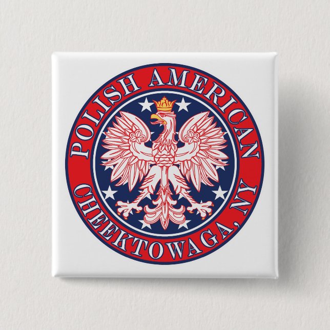 Cheektowaga New York Polish 2 Inch Square Button (Front)