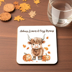 Cheeky Autumn Highland Cow Coaster