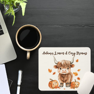 Cheeky Autumn Highland Cow Mouse Pad