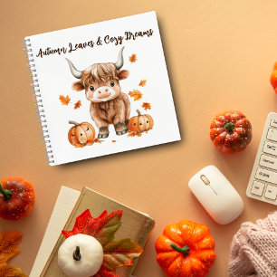 Cheeky Autumn Highland Cow Notebook
