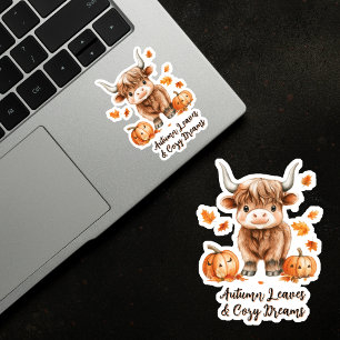 Cheeky Autumn Highland Cow Sticker