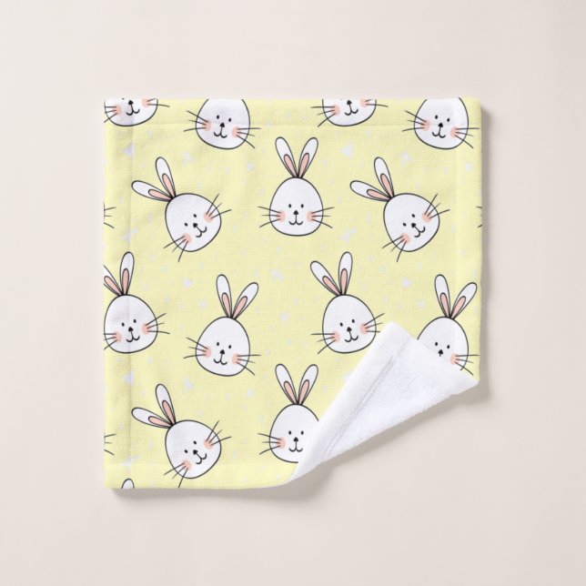 Cheeky Bunnies Pattern Bath Towel Set (Wash Cloth)