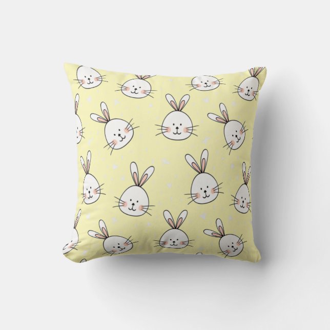 Cheeky Bunnies Pattern Throw Pillow (Front)