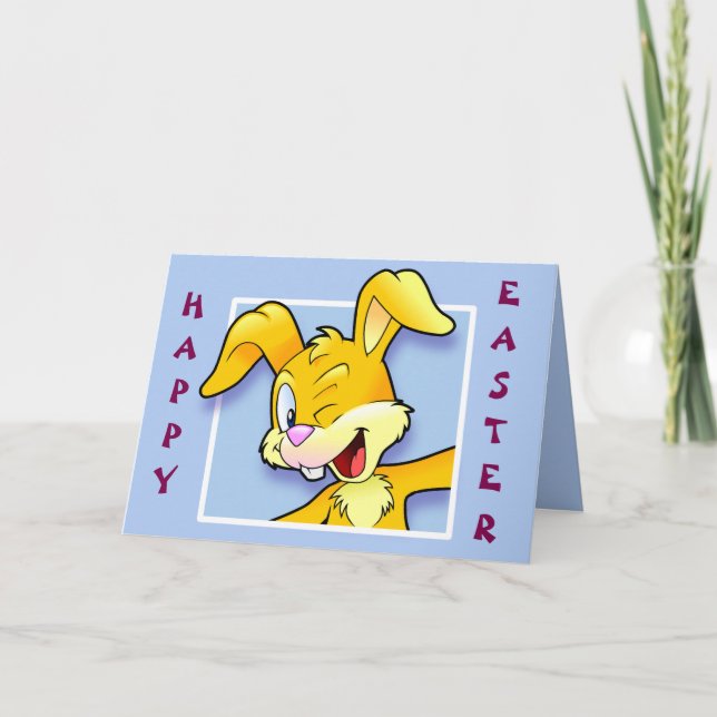 Cheeky bunny "Happy Easter" Easter Card (Front)