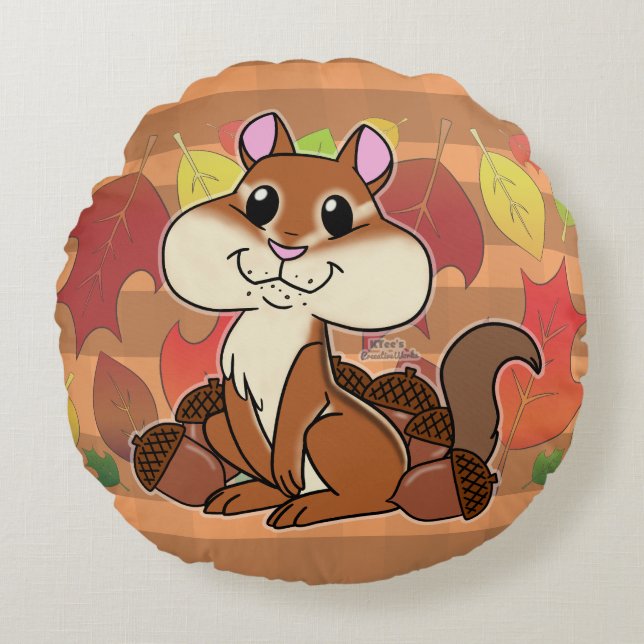 Cheeky Chipmunk - Round Pillow (Front)