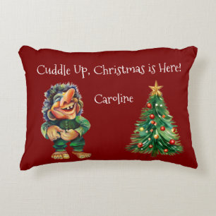 Cheeky Christmas Troll and Tree Delight Accent Pillow