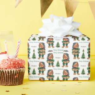Cheeky Christmas Troll and Tree Delight Wrapping Paper