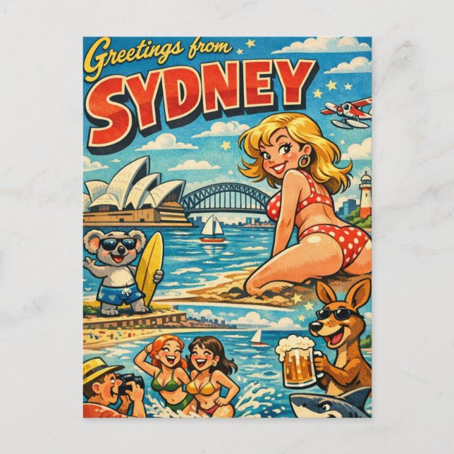 Cheeky Classic Sydney Postcard (Front)