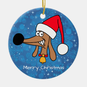 Cheeky Dachshund Christmas Circle Ornament