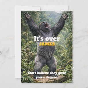 🎓🙈Cheeky Gorilla Celebration Card – Custom 