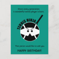 Cheeky green Tennis 🎾 Ninja Happy Birthday Postca