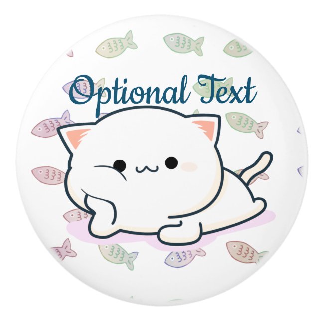 Cheeky Kawaii Style Kitten  Ceramic Knob (Front)