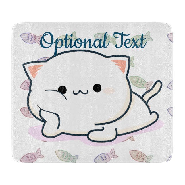 Cheeky Kawaii Style Kitten  Cutting Board (Front)