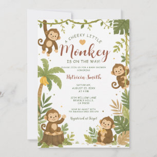 Cheeky Little Monkey Jungle Baby Shower Invitation