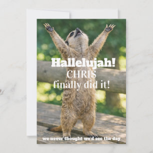 🎓🦥Cheeky Meerkat Celebration Card – Custom 