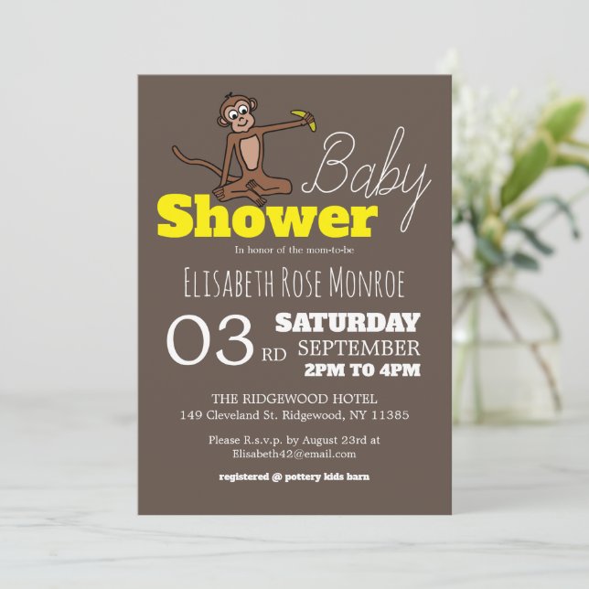 Cheeky Monkey, Baby Shower Invitation (Standing Front)