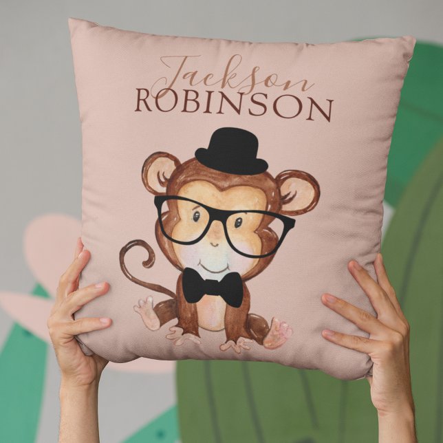Cheeky Monkey | Baby | Throw Pillow (Creator Uploaded)