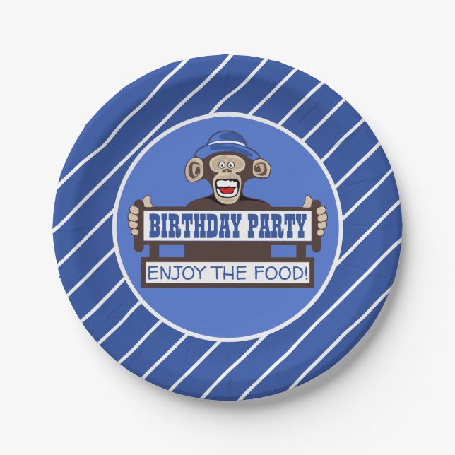 Cheeky Monkey Birthday Party Paper Plate (Front)