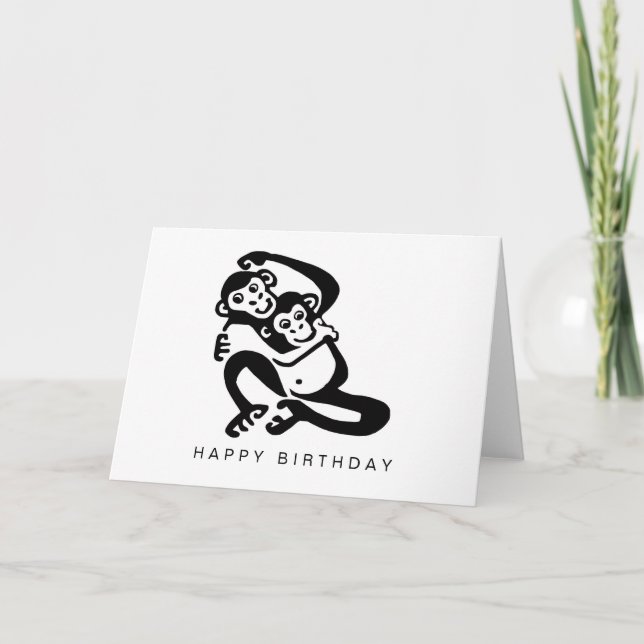 Cheeky monkey - BONOBO -Chimpanzee -Happy birthday Card (Front)