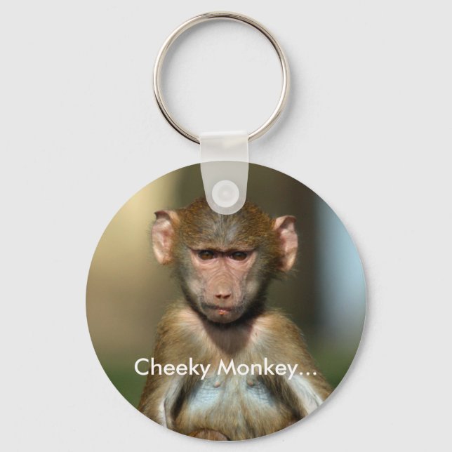 Cheeky Monkey - Cute Baby Baboon Keychain (Front)