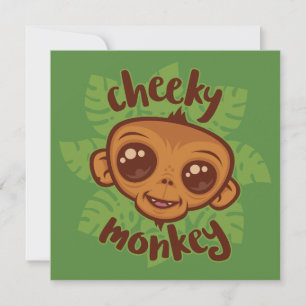 Cheeky Monkey Cute Cartoon Primate Drawing Holiday Card