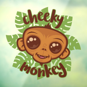 Cheeky Monkey Cute Cartoon Primate Drawing Window Cling