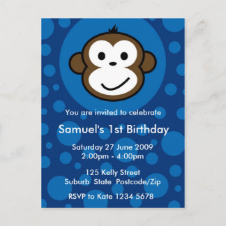 Cheeky Monkey Invitation [blue] Postcard