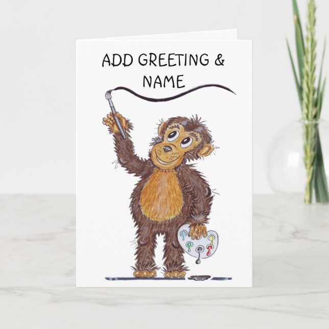 Cheeky Monkey Painting Card (Front)