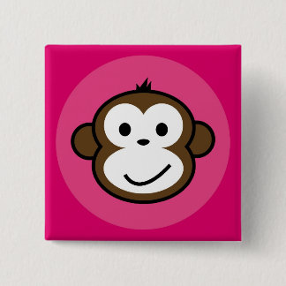 Cheeky Monkey [pink+hot pink] 2 Inch Square Button