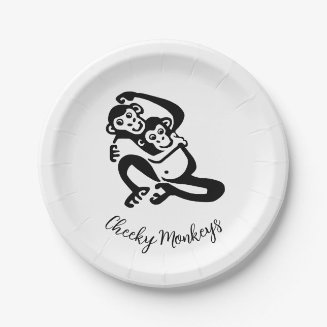 Cheeky Monkeys - Chimpanzee - Bonobo - Party Paper Plate (Front)