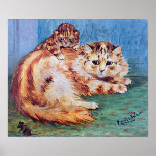 Cheeky Mouse and Cats, Louis Wain Poster