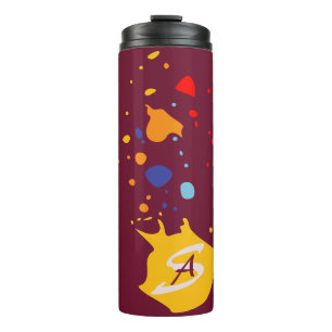Cheeky Paint Drips Dark Purple Monogrammed  Thermal Tumbler