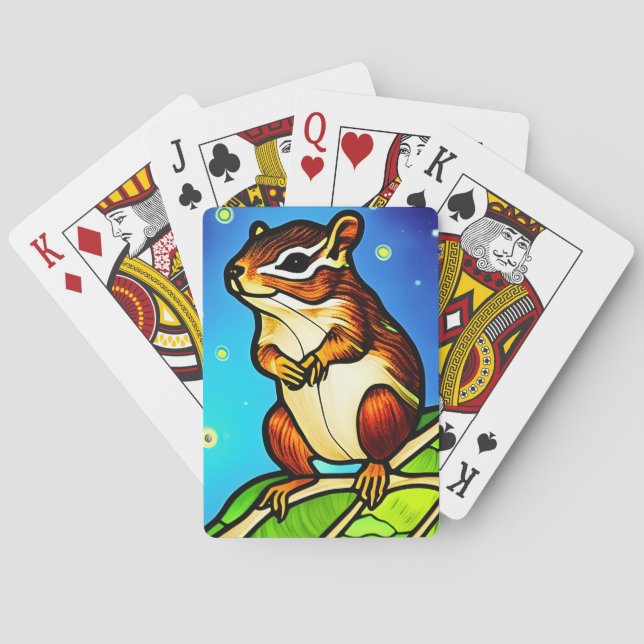 Cheeky, Playful Chipmunk Pal Playing Cards (Back)