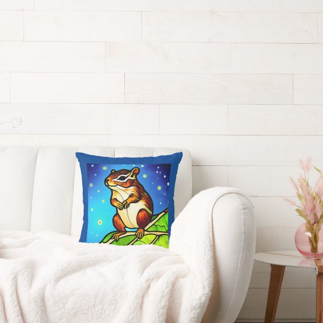 Cheeky, Playful Chipmunk Pal Throw Pillow (Couch)