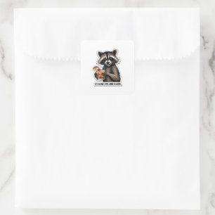 Cheeky Raccoon with Whiskey Sour – Playful Cocktai Square Sticker