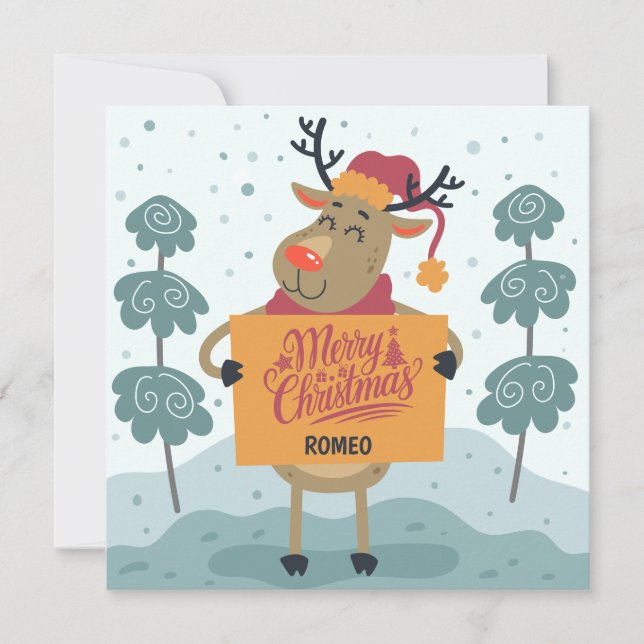 Cheeky Reindeer Christmas Greeting Card (Front)