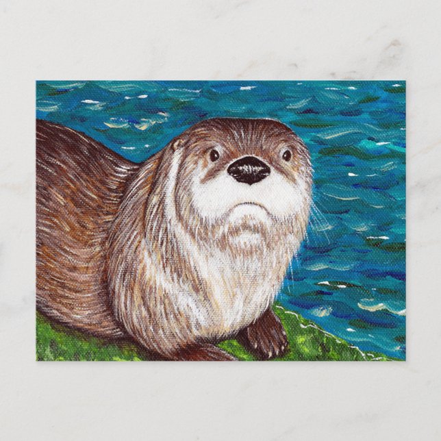 Cheeky River Otter painting Postcard (Front)