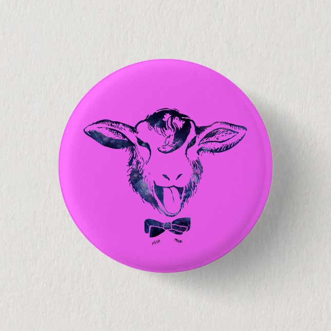 Cheeky sheep with a bow tie 1 inch round button (Front)