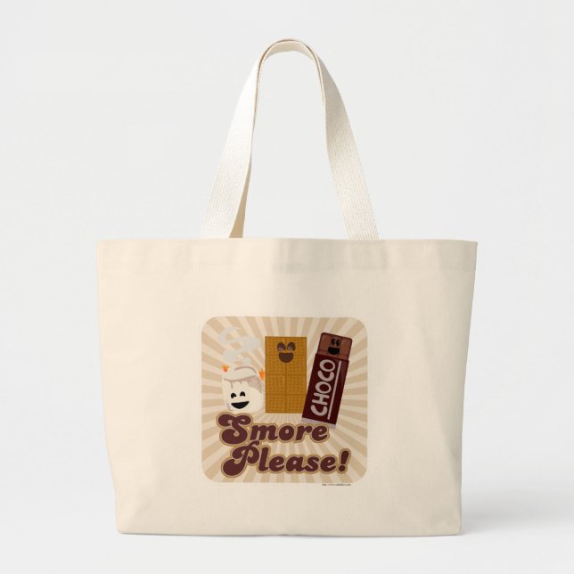 Cheeky Smore Please Campfire Dessert Cartoon Large Tote Bag (Front)