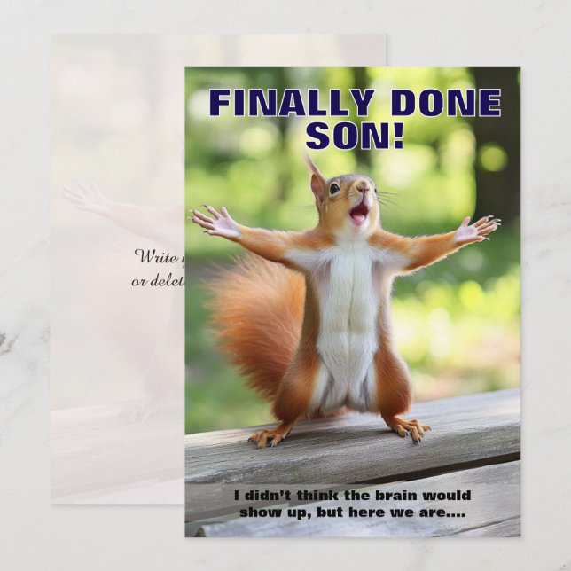 🎓Cheeky Squirrel Custom Message Card  (Front/Back)