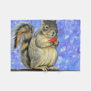 Cheeky Squirrel Painting Fleece Blanket