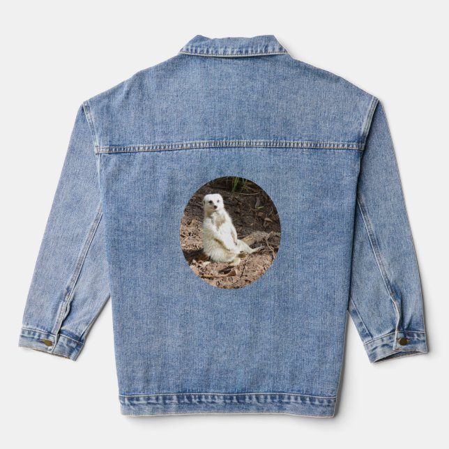 Cheeky White Meerkat, Denim Jacket (Back)